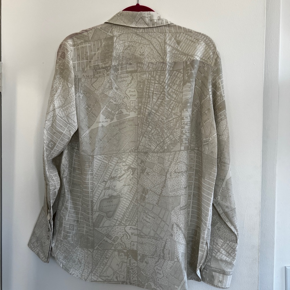 MM Lafleur “The Blake Shirt—Atlas Print” Light Gray Button-Down Shirt - Picture 5 of 7